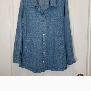 Soft Surroundings Light Blue Animal Print Jacket